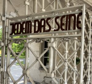 "Jedem Das Seine" on entry gate, Buchenwald