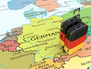 Map of Germany and luggage