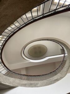 Spiral staircase reflecting Bauhaus design