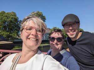 Selfie of Scott, Deb, and Melissa outside